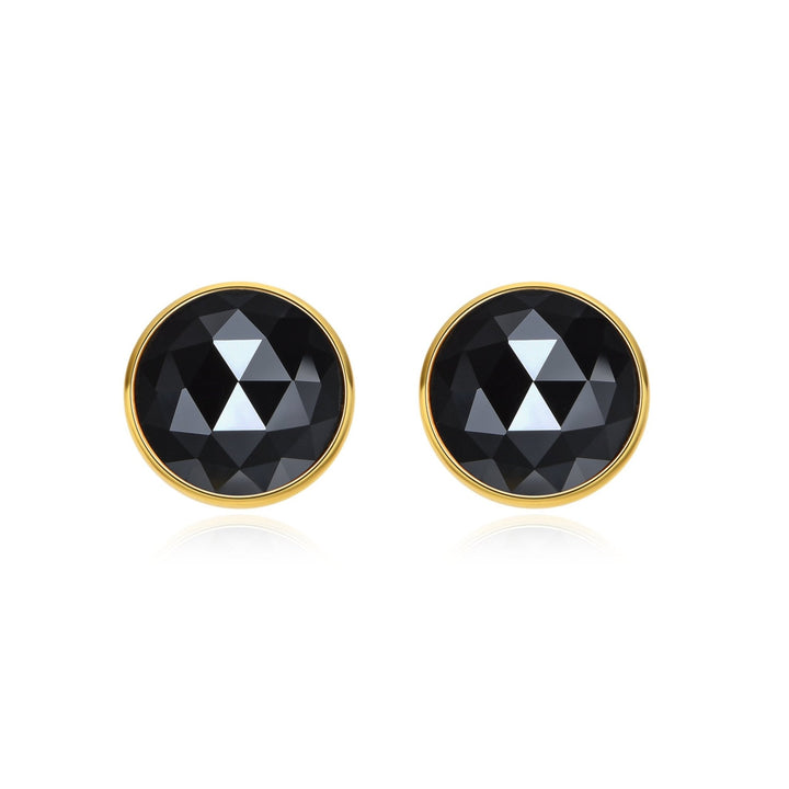 3.9Ct Rose Cut Black Diamonds Studs in 18K Gold - MoonClosing