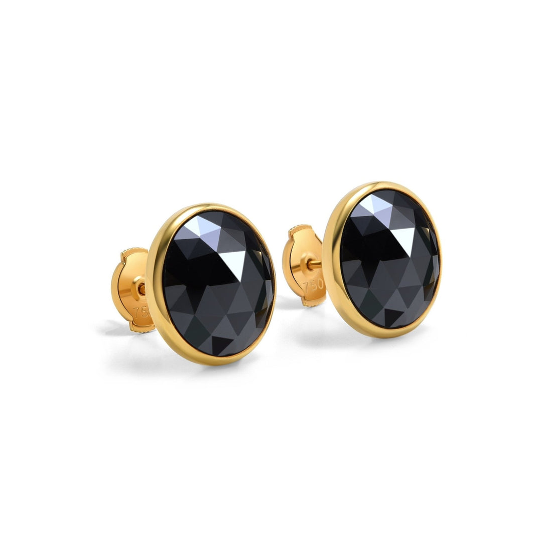 3.9Ct Rose Cut Black Diamonds Studs in 18K Gold - MoonClosing