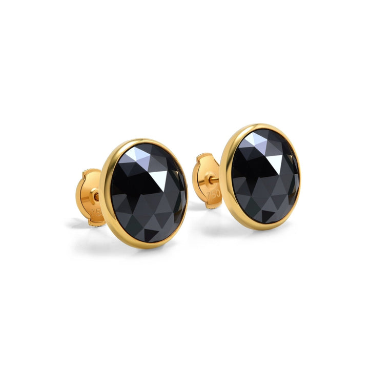 3.9Ct Rose Cut Black Diamonds Studs in 18K Gold - MoonClosing