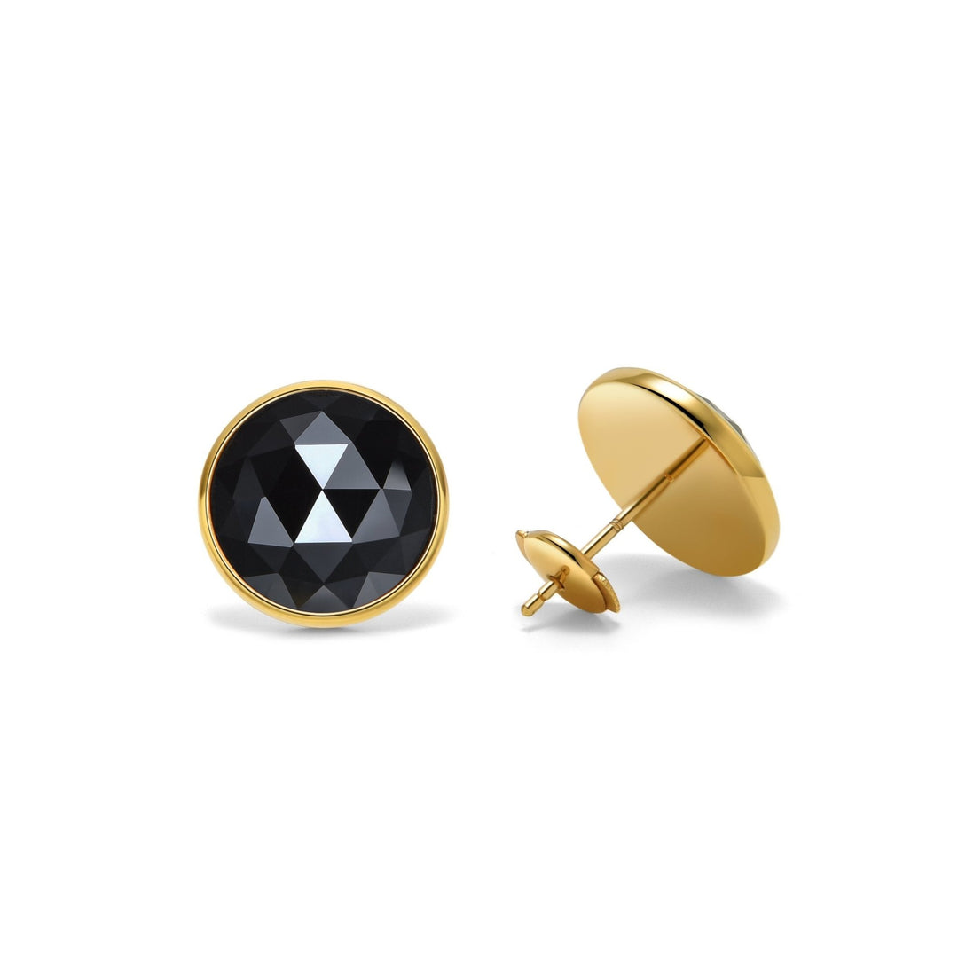 3.9Ct Rose Cut Black Diamonds Studs in 18K Gold - MoonClosing
