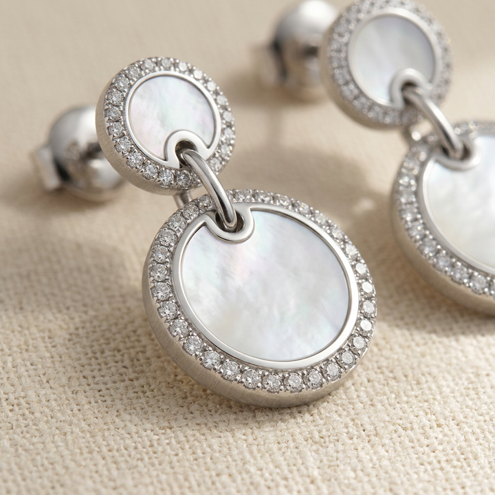 Mother-of-Pearl Halo Drop Earrings