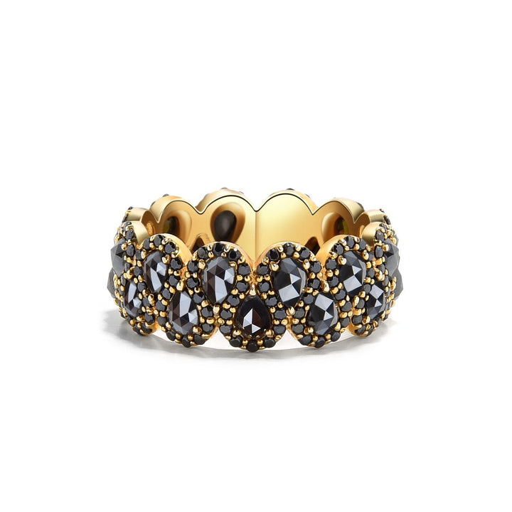 4.56Ct Luxury Eternity Band Fully Paved with Rose Cut Pear Black diamonds - MoonClosing