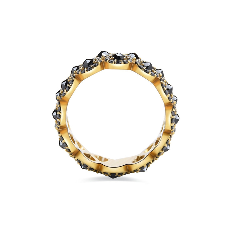 4.56Ct Luxury Eternity Band Fully Paved with Rose Cut Pear Black diamonds - MoonClosing