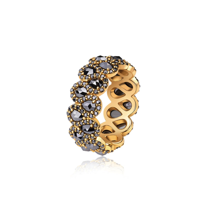 4.56Ct Luxury Eternity Band Fully Paved with Rose Cut Pear Black diamonds - MoonClosing