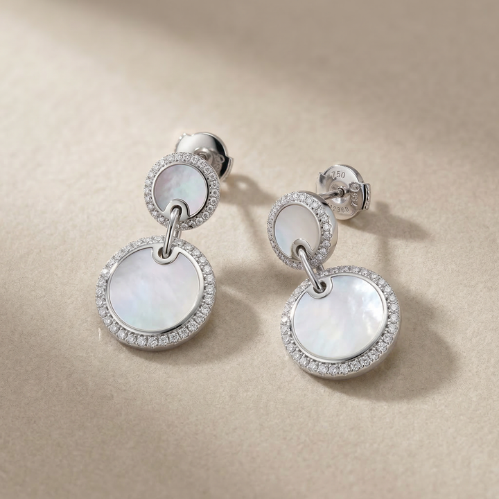 Mother-of-Pearl Halo Drop Earrings