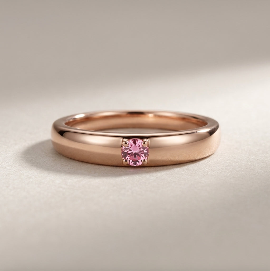 Rose Gold Rounded Solitaire Ring