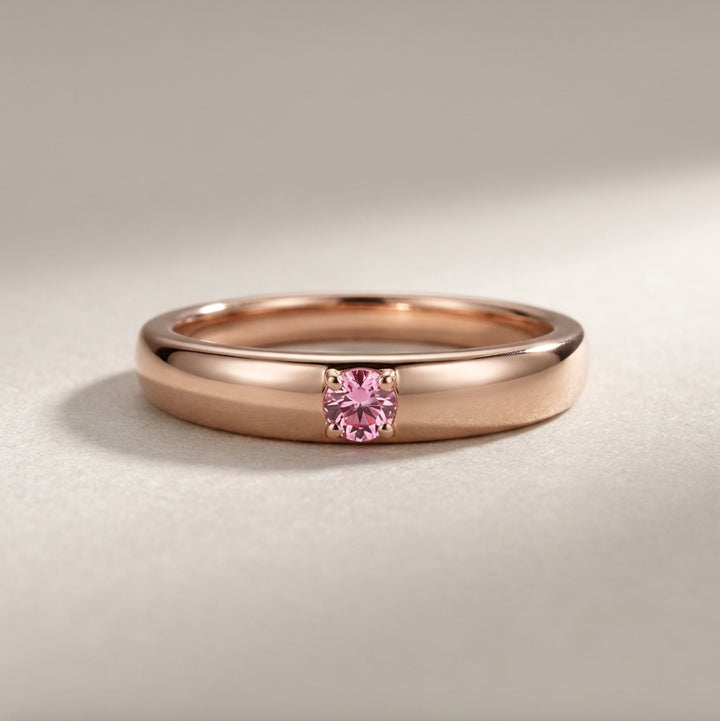 Rose Gold Rounded Solitaire Ring