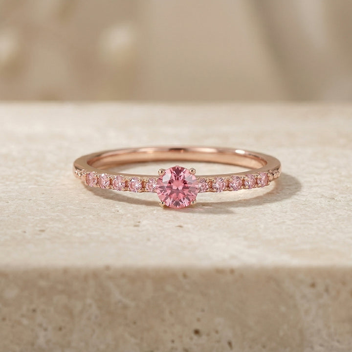 14K Rose Gold | Pink Sapphire | Slim Promise Ring