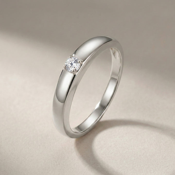 White Gold Rounded Solitaire Ring