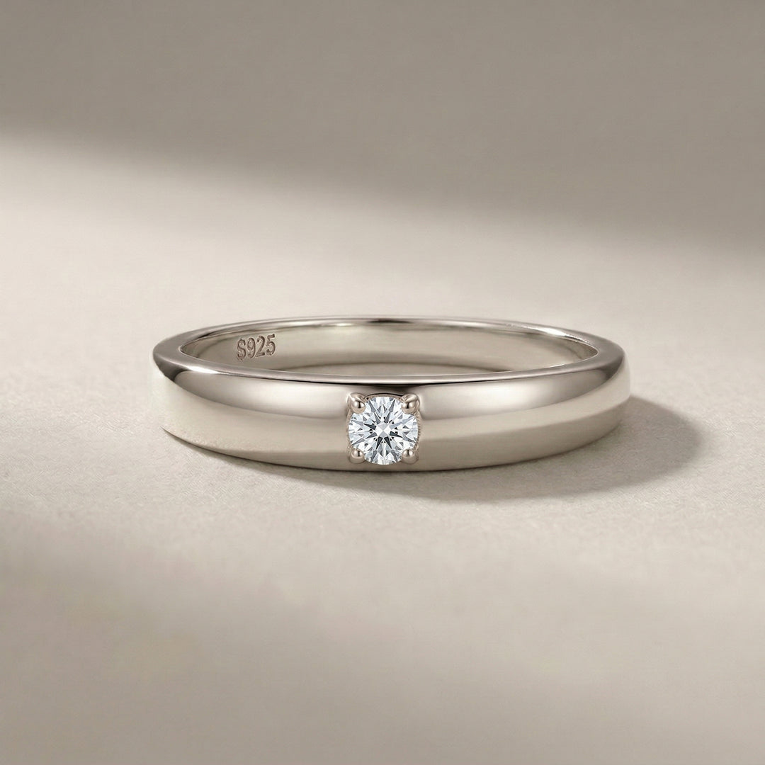 White Gold Rounded Solitaire Ring