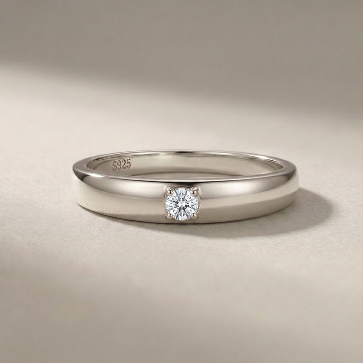 White Gold Rounded Solitaire Ring