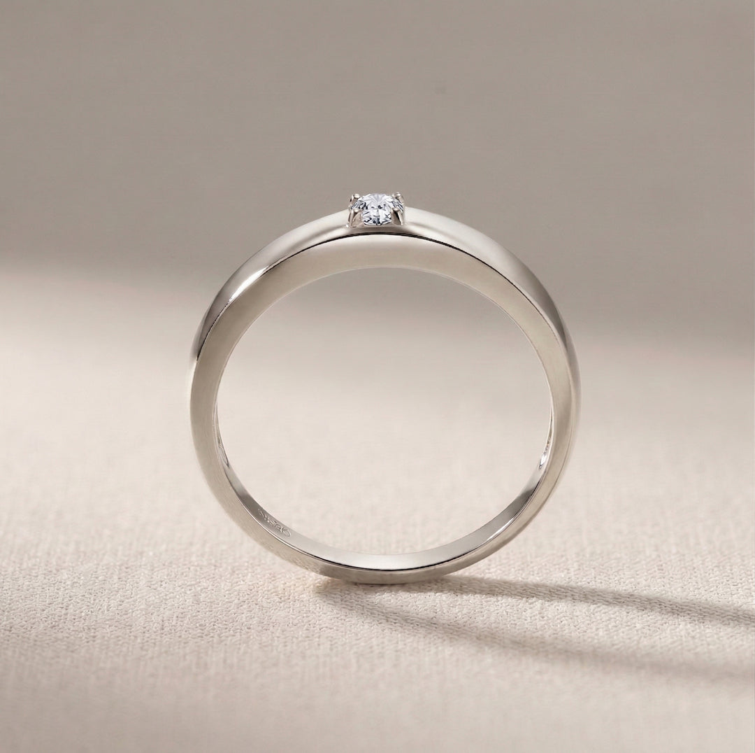 White Gold Rounded Solitaire Ring