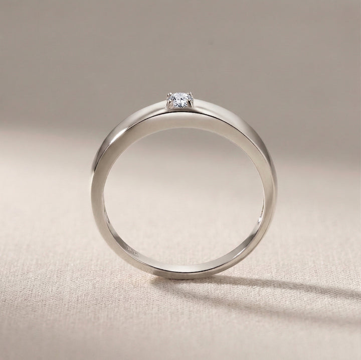 White Gold Rounded Solitaire Ring