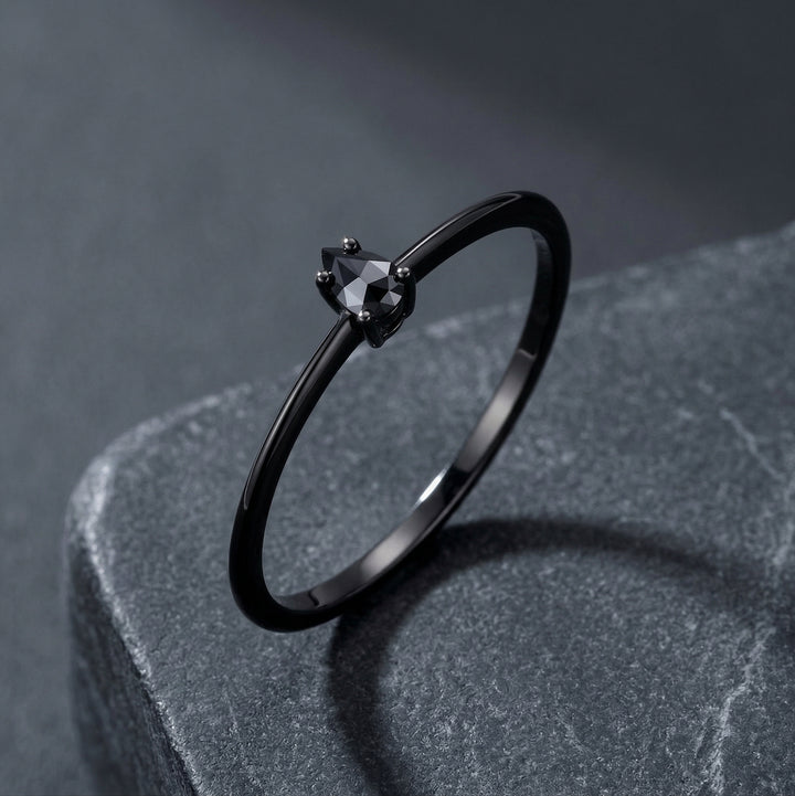Black Gold Pear Black Moissanite Solitaire