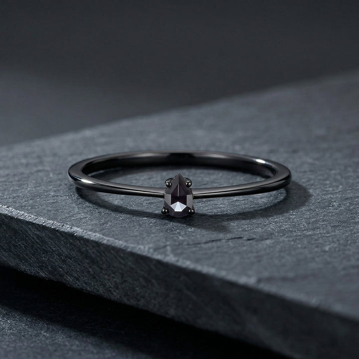 Black Gold Pear Black Moissanite Solitaire