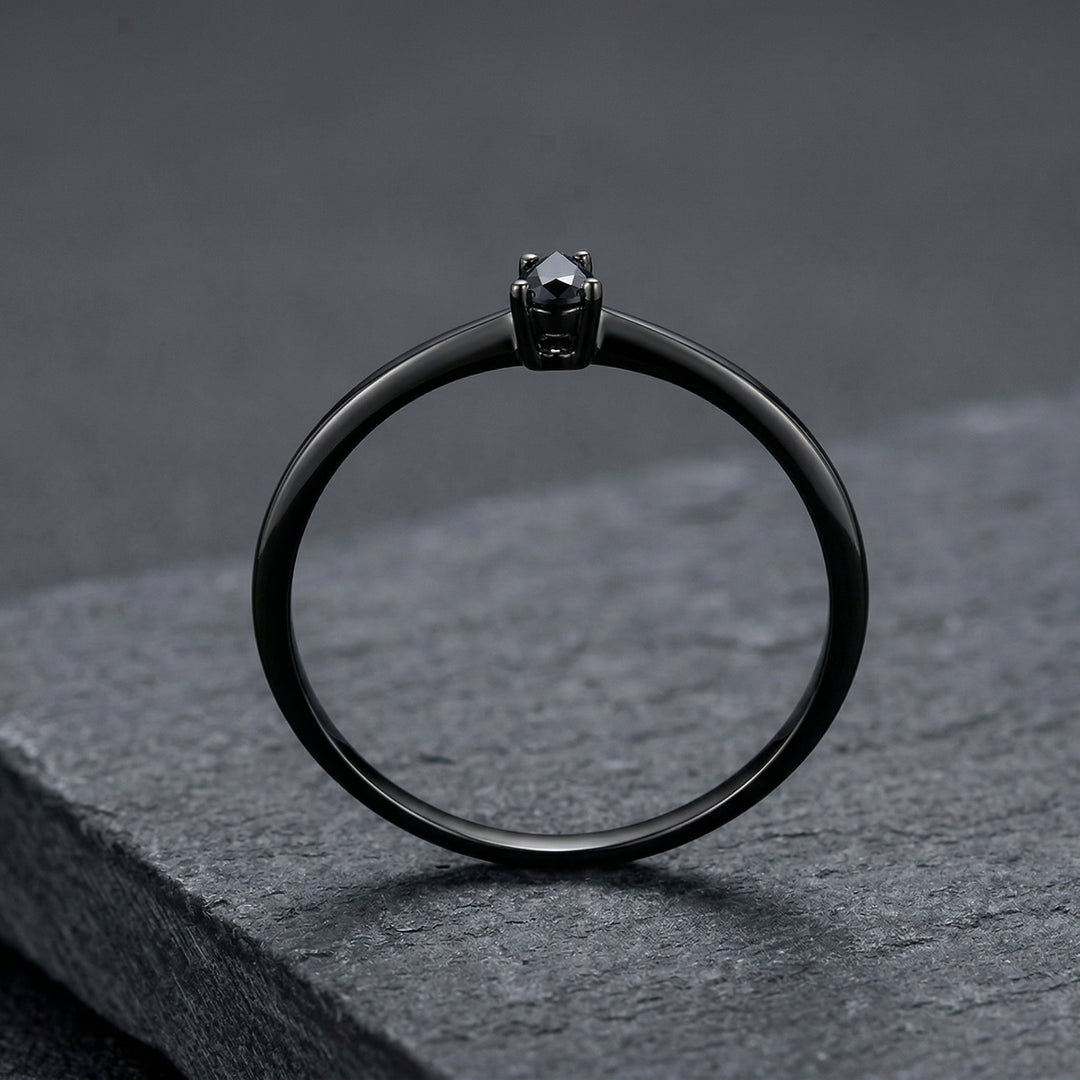Black Gold Pear Black Moissanite Solitaire