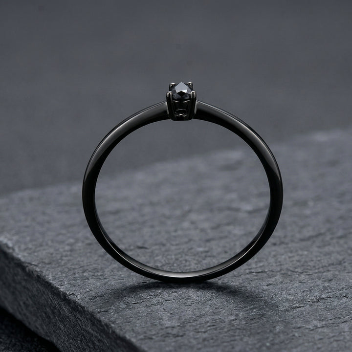 Black Gold Pear Black Moissanite Solitaire