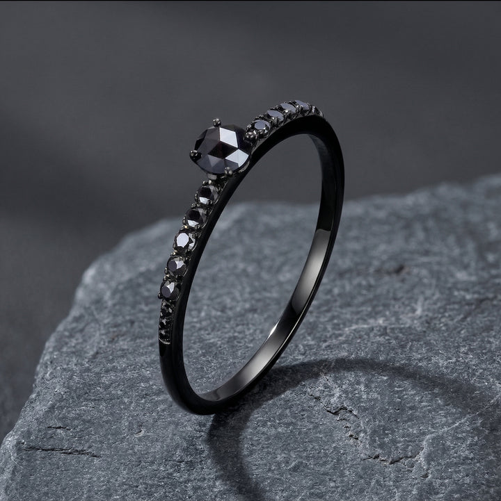 Black Gold Black Moissanite Solitaire Ring