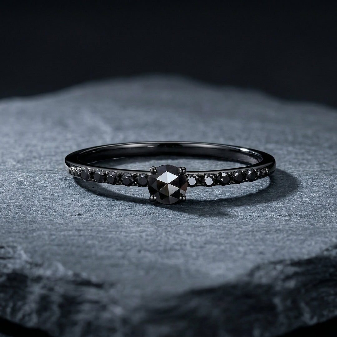Black Gold Black Moissanite Solitaire Ring