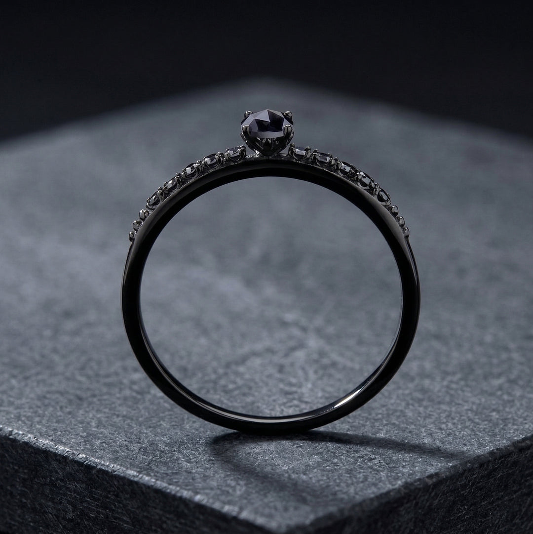 Black Gold Black Moissanite Solitaire Ring