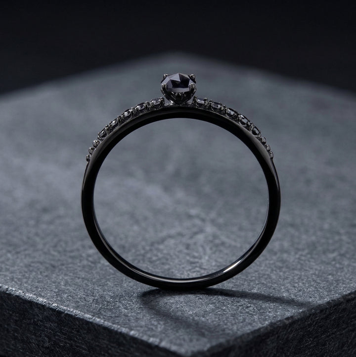 Black Gold Black Moissanite Solitaire Ring