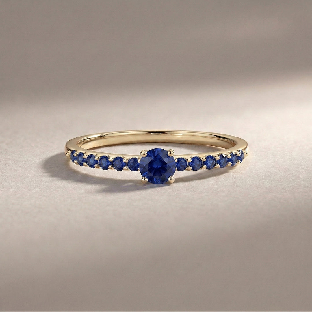 14K Solid Gold | Sapphire | Elevated Promise Ring