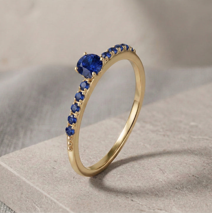 14K Solid Gold | Sapphire | Elevated Promise Ring