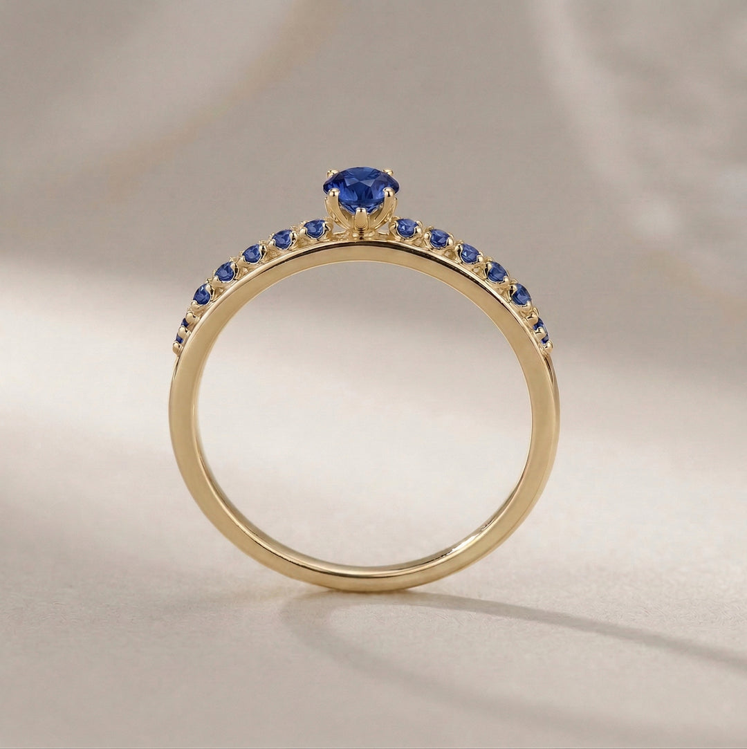 14K Solid Gold | Sapphire | Elevated Promise Ring