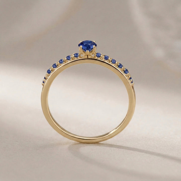 14K Solid Gold | Sapphire | Elevated Promise Ring