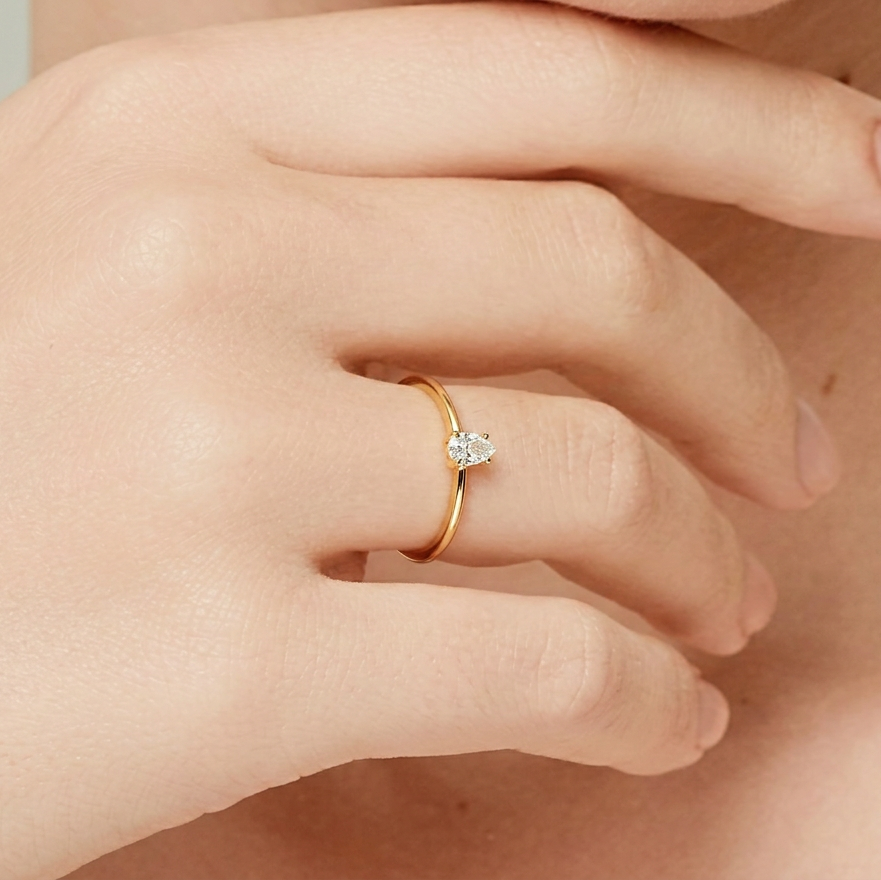14K Solid Gold | Diamond | Slim Promise Ring