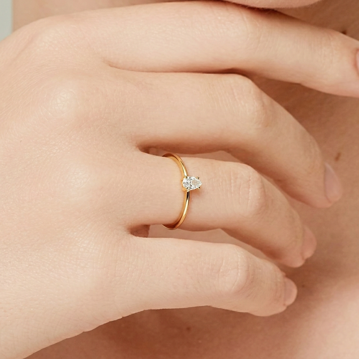 14K Solid Gold | Diamond | Slim Promise Ring