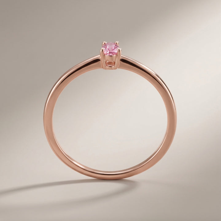 14K Solid Rose Gold | Pink Sapphire | Slim Promise Ring