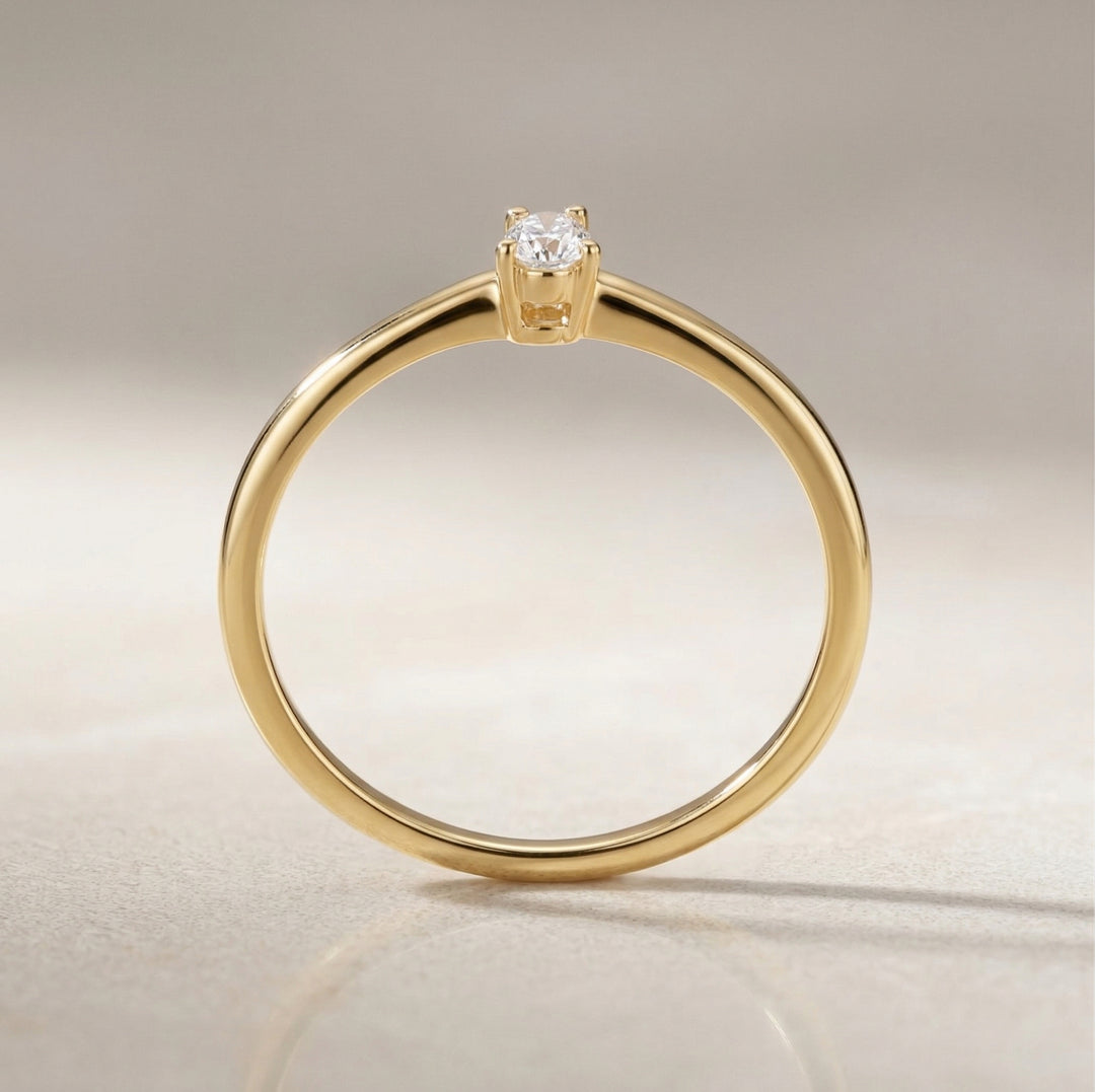 14K Solid Gold | Diamond | Slim Promise Ring