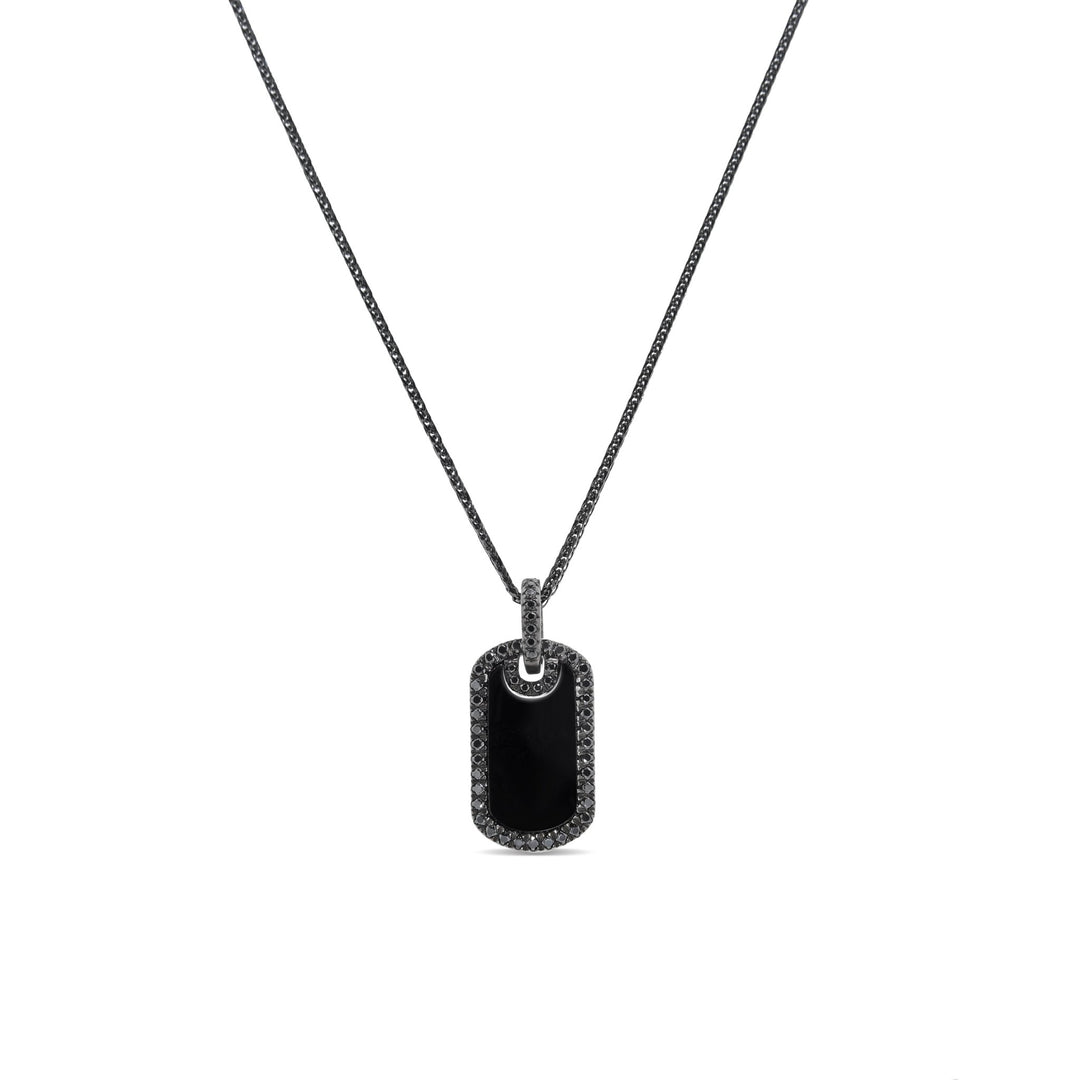Black Diamond Tag Black Agate Sterling Silver Pendant - MoonClosing