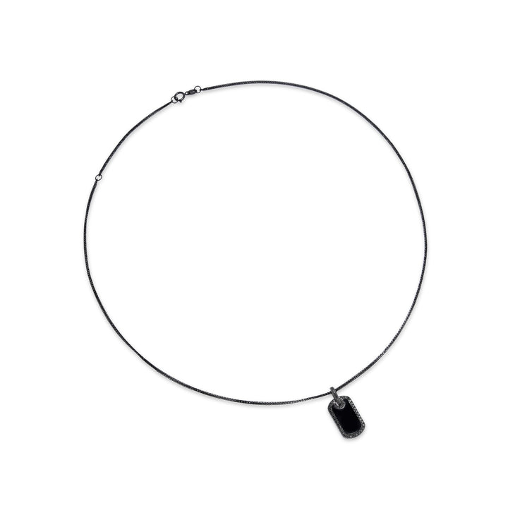 Black Diamond Tag Black Agate Sterling Silver Pendant - MoonClosing