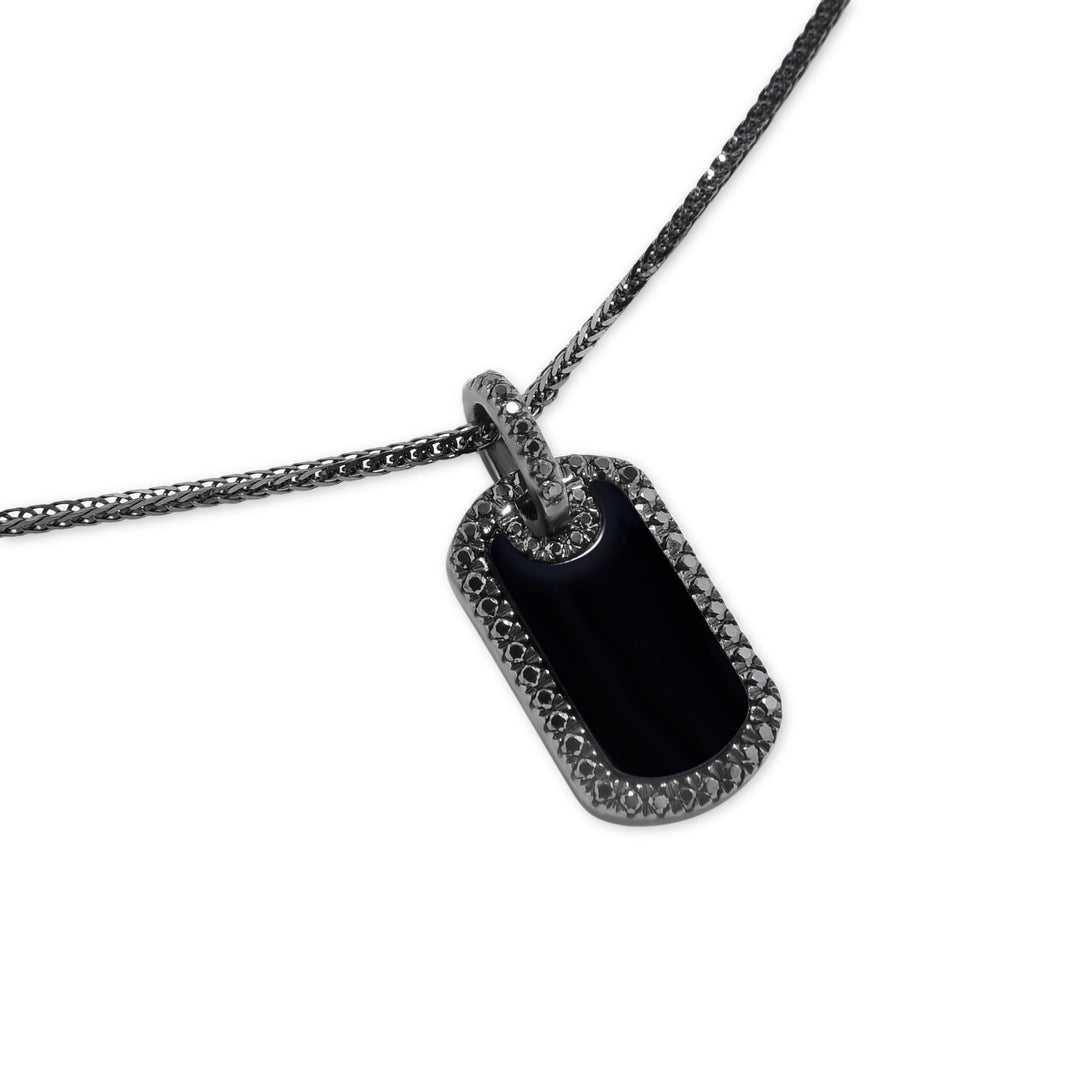 Black Diamond Tag Black Agate Sterling Silver Pendant - MoonClosing