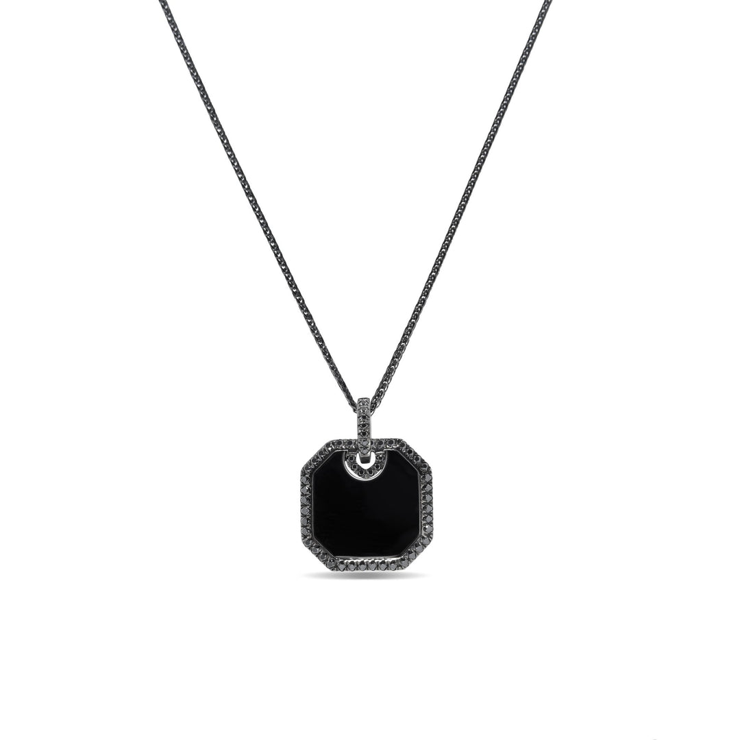 Black Rhodium Plated Sterling Silver Pendant With Black Diamonds - MoonClosing