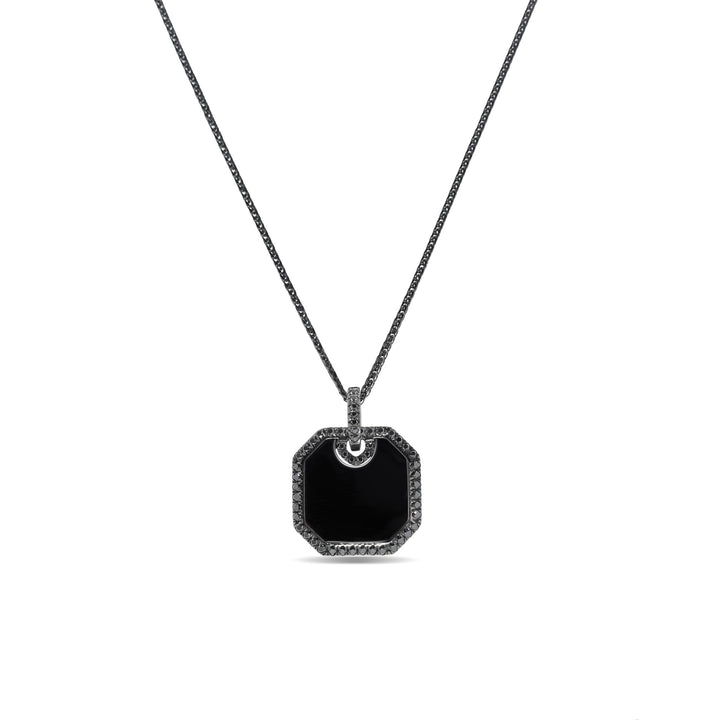 Black Rhodium Plated Sterling Silver Pendant With Black Diamonds - MoonClosing