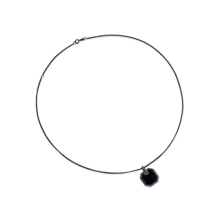 Black Rhodium Plated Sterling Silver Pendant With Black Diamonds - MoonClosing