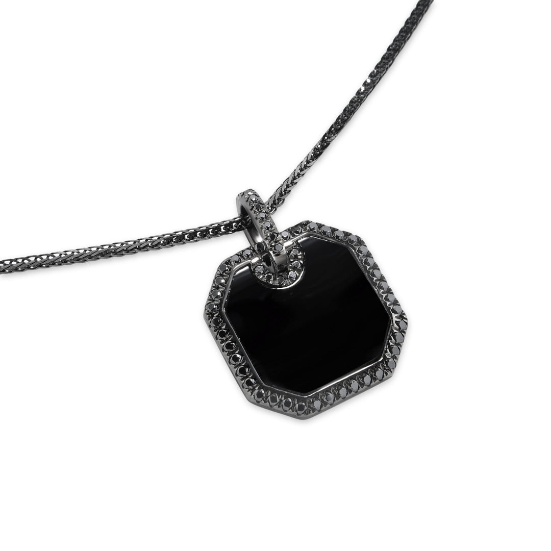 Black Rhodium Plated Sterling Silver Pendant With Black Diamonds - MoonClosing