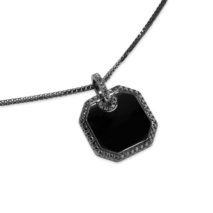Black Rhodium Plated Sterling Silver Pendant With Black Diamonds - MoonClosing