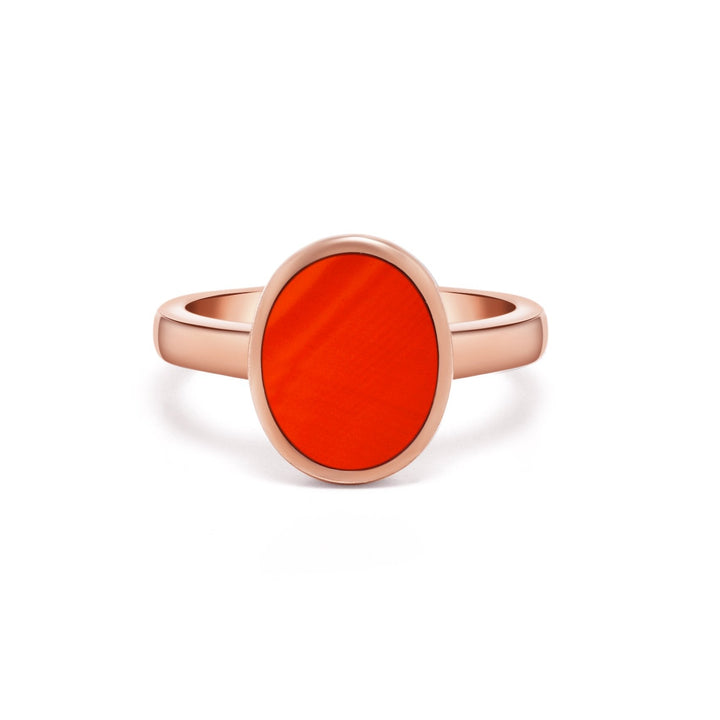 Oval Red Agate Solitaire Rose Gold Ring - MoonClosing
