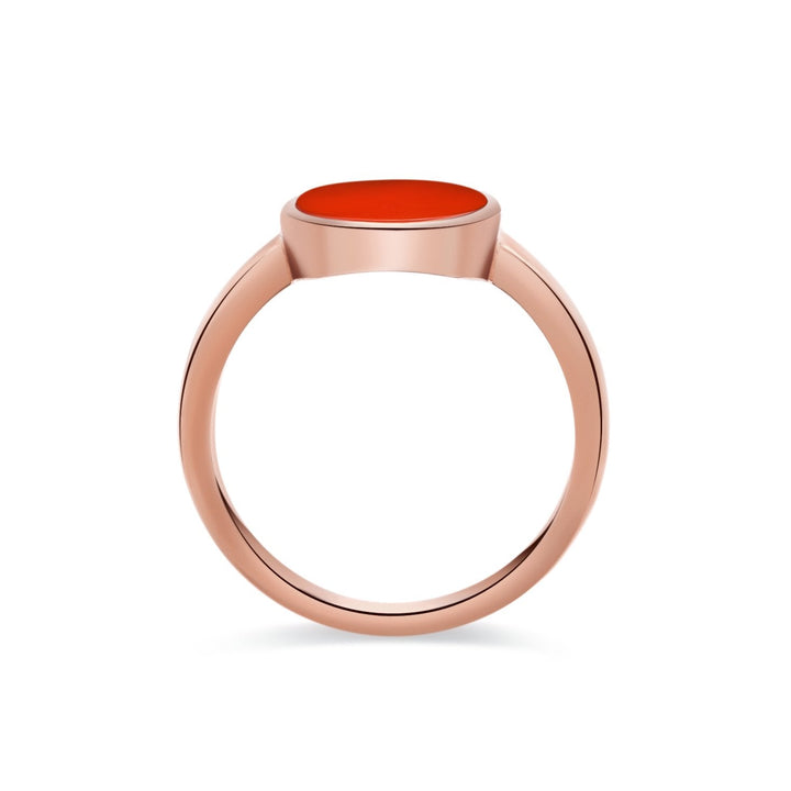 Oval Red Agate Solitaire Rose Gold Ring - MoonClosing