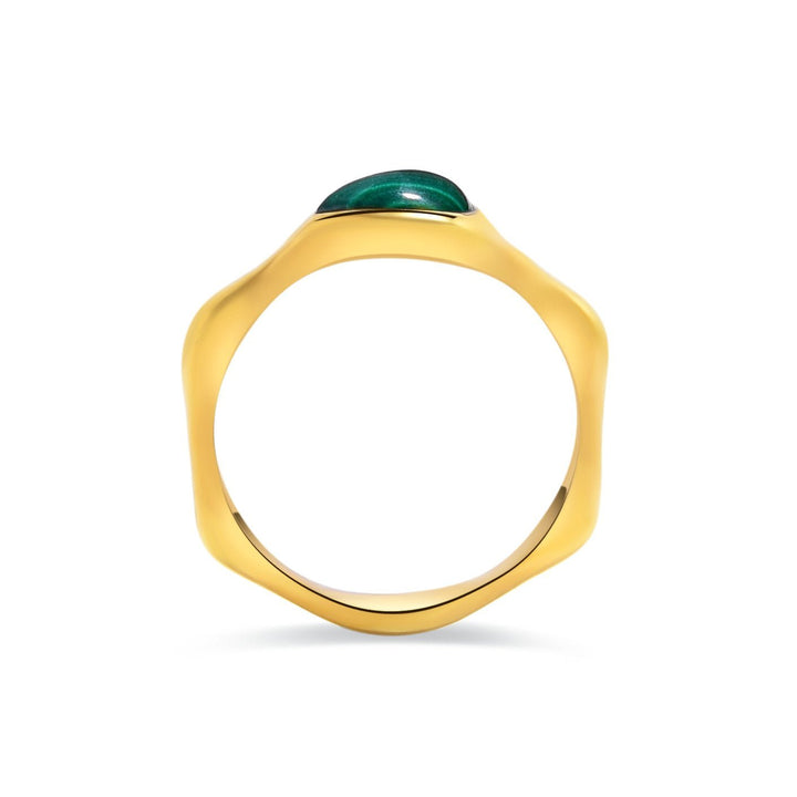 Pear Malachite Gold Plated Ring - MoonClosing