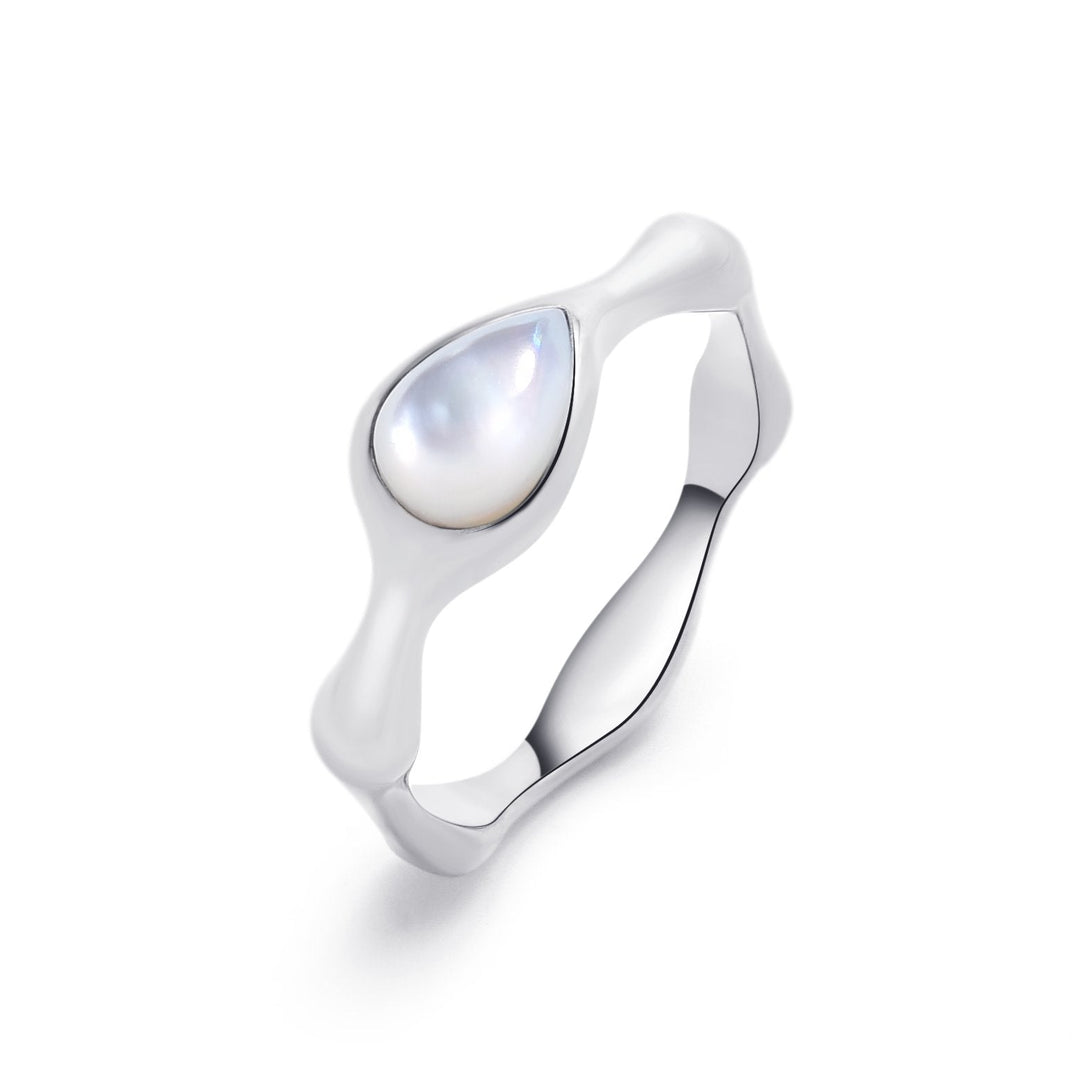 Pear Mother - of - Pearl Silver Ring - MoonClosing