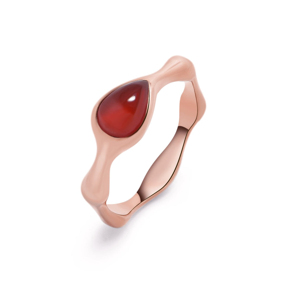 Pear Red Agate Solitaire Ring - MoonClosing