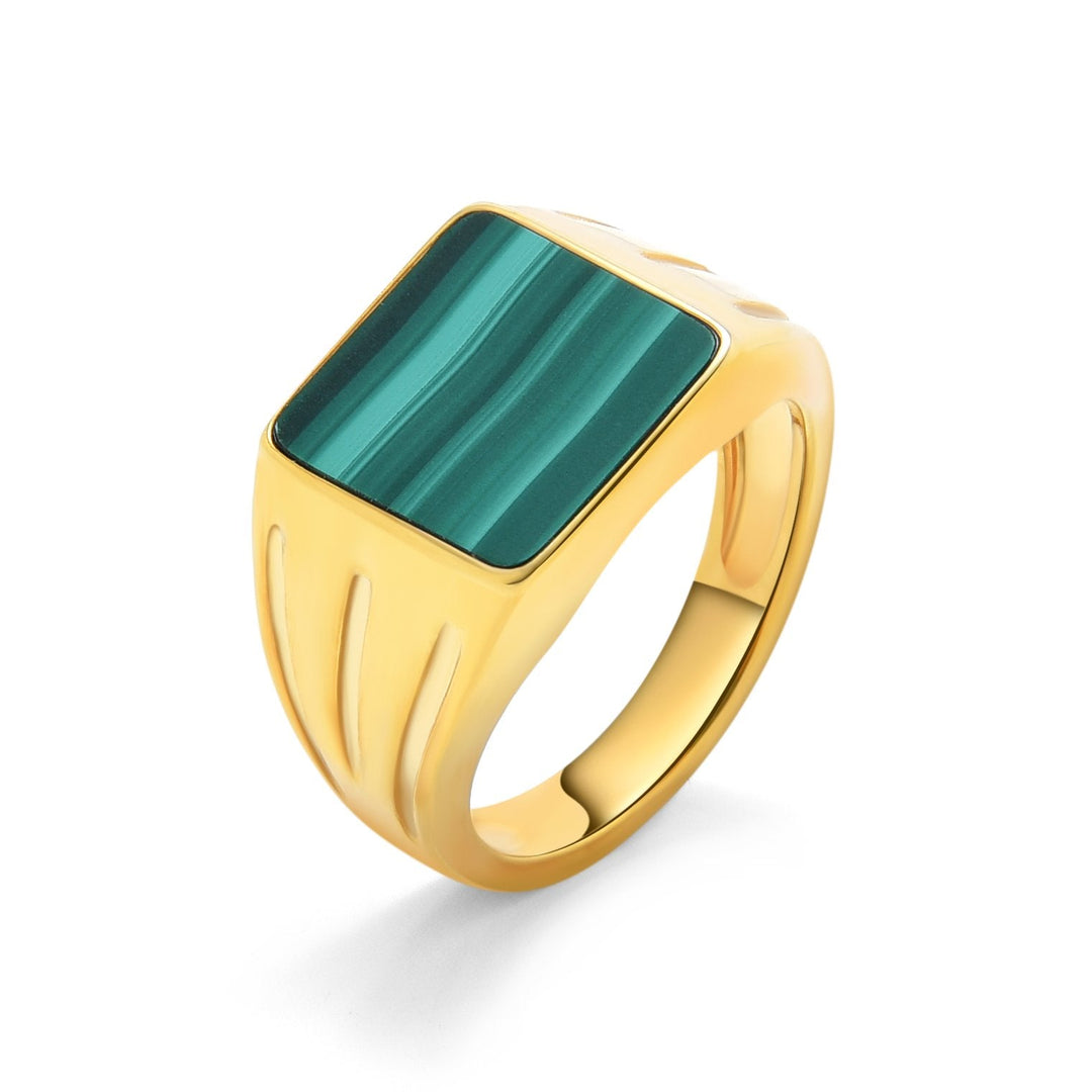 Square Malachite Signet Ring - MoonClosing