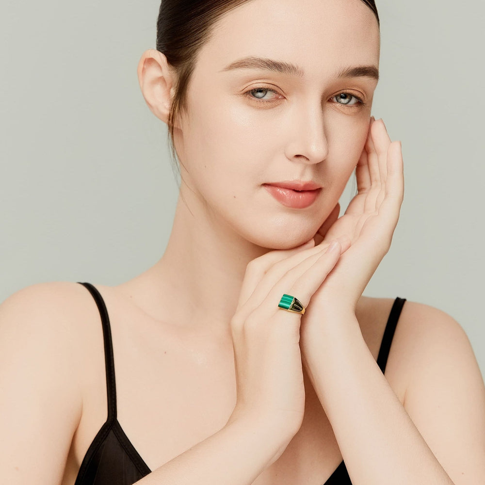 Square Malachite Signet Ring - MoonClosing